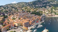 French Riviera drone aerial around Villefranche-sur-Mer and Èze