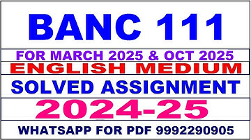banc 111 solved assignment 2024-25 | banc 111 solved assignment in english 2025 | banc 111 2024-25