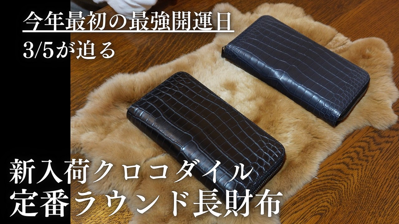 新入荷】ポロサスクロコダイル定番ラウンドファスナー長財布 ワニ革 