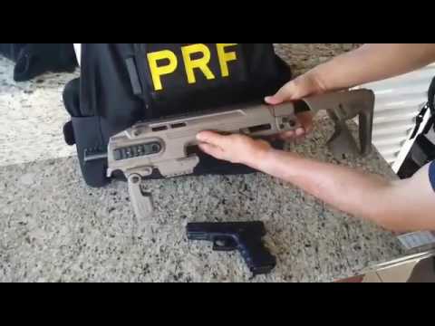 Adaptador de arma Glock rajada. Apreendido PRF-PR