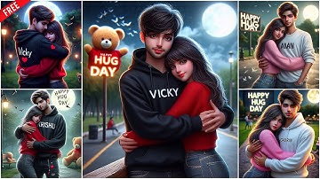 Create 3D Ai Happy Hug Day couples name image creator | Bing image creator tutorial FREE | Bing Ai
