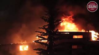 Fire crews battle massive blaze