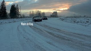 BMW E36 Coupe and Sedan Winter Tandem Drifting practise in Rude Track.