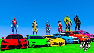 SPIDERMAN Epic Multi Mega SKY RAMP Challenge for Cars SUVs Trucks! SuperHero Hulk Venom Goku – GTA 5