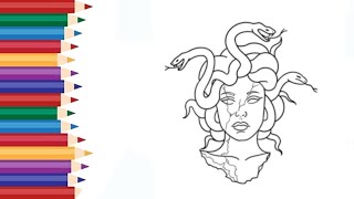 How to color Medusa head coloring | Medusa coloring page | kids coloring fun| Markers color|