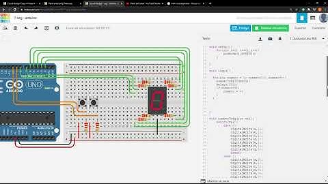 ARDUINO TINKERCAD - 7 SEGMENT DISPLAY COUNTER
