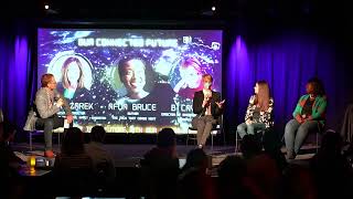 All Tech Is Human panel featuring Afua Bruce, Cori Zarek and B Cavello at Our Connected Future event