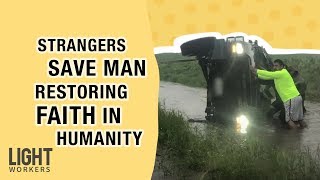 Group of Strangers Save a Man Trapped in Overturned Car —Heros!