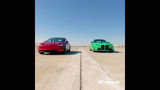 M3 vs M3P: BMW vs Tesla. The Edmunds U-Drags race.
