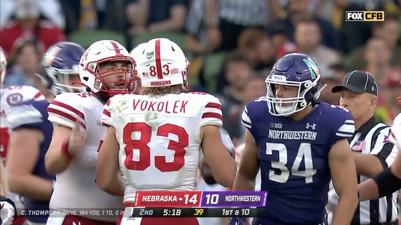 Travis Vokolek (Nebraska TE #83) Vs. Northwestern 2022