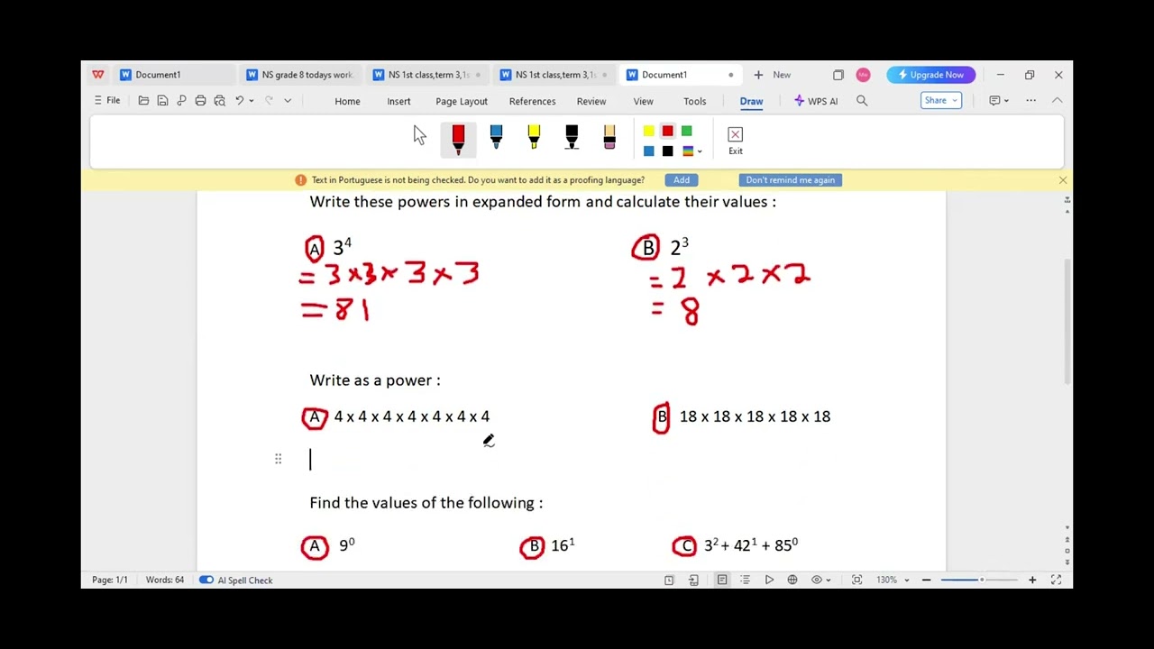 exponents Grade 8 - YouTube