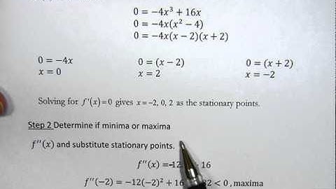Second Derivative Test to Determine Maxima and Minima