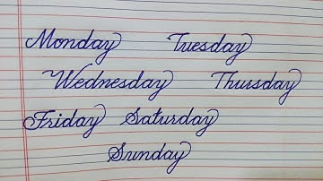 Day Of Week / Cursive writing  English Handwriting/How to Neat and Clean English writing practice