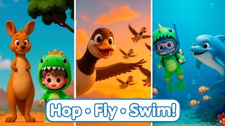 animal actions song hop fly swim kids movement dance