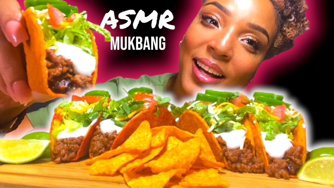ASMR MUKBANG | Crunchy Nacho Cheese Tacos | Tacos Mukbang | Crunchy Eating Sounds