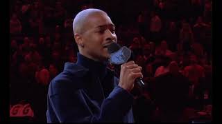 Brandon Montel singing the National Anthem at the Memphis Grizzlies NYE Game