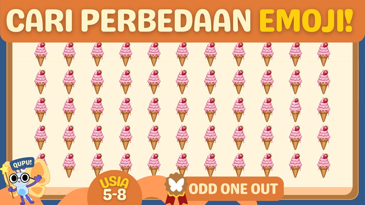 Cari Emoji yang Berbeda 🔎 Part 22 | 6 Level Kesulitan (Mudah–Super Sulit) | QUPU