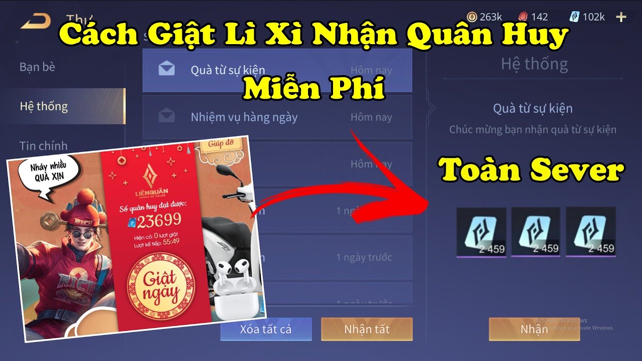 Liên Quân | Cách Nhận Quân Huy Miễn Phí Toàn Sever Từ Sự Kiện Giật Lì Xì  Tết 2022 - Youtube