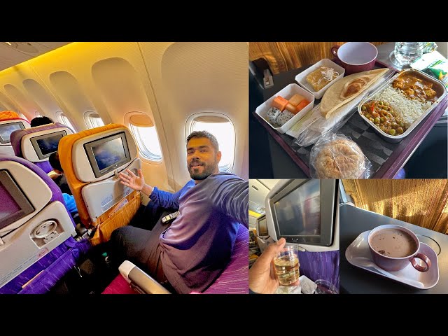 My First INTERNATIONAL journey in THAI AIRWAYS Boeing 777 ECONOMY CLASS || Unlimited FOOD || class=