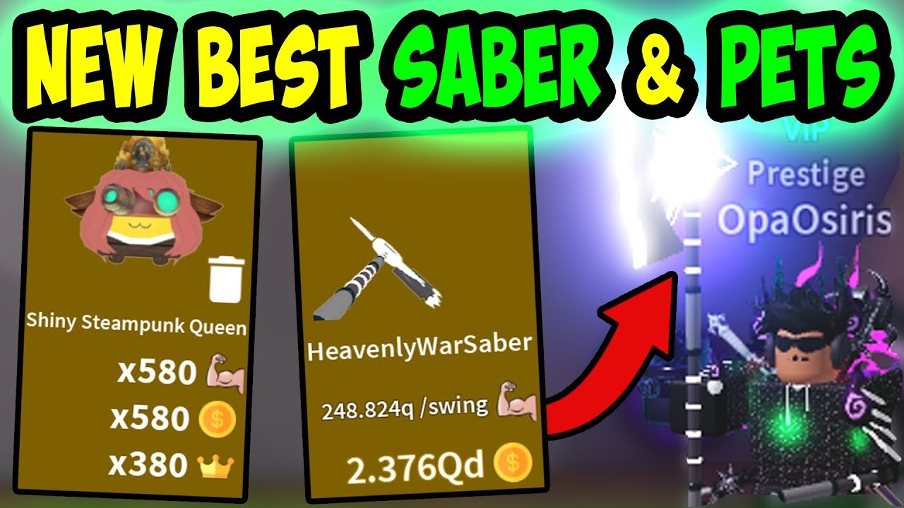 Getting New Best Saber And Op Pets Update Roblox Saber Simulator Youtube - roblox saber simulator pets