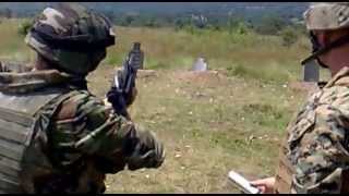 Firing non-lethal ammunition from a M4 with Grenade launcher