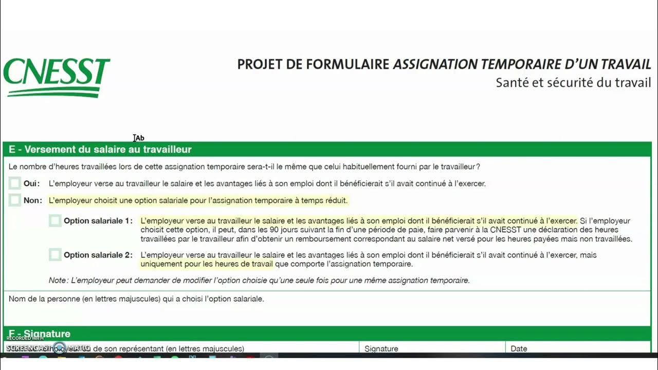 Pr sentation du nouveau formulaire d assignation temporaire de la
