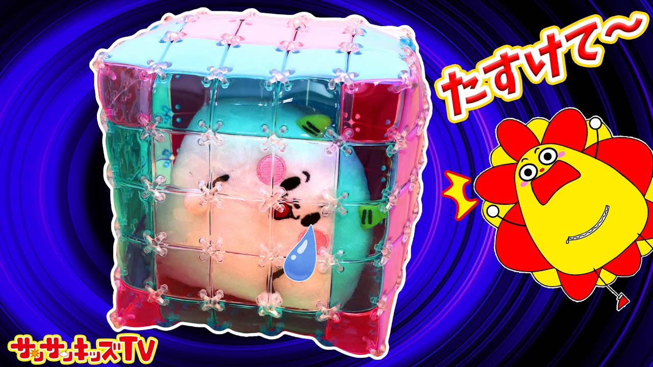 パズルみたいな檻に閉じ込められた～！カラフルなパチェリエ組み立て対決でくもりんを助けよう！・親子向け知育教育★サンサンキッズTV★