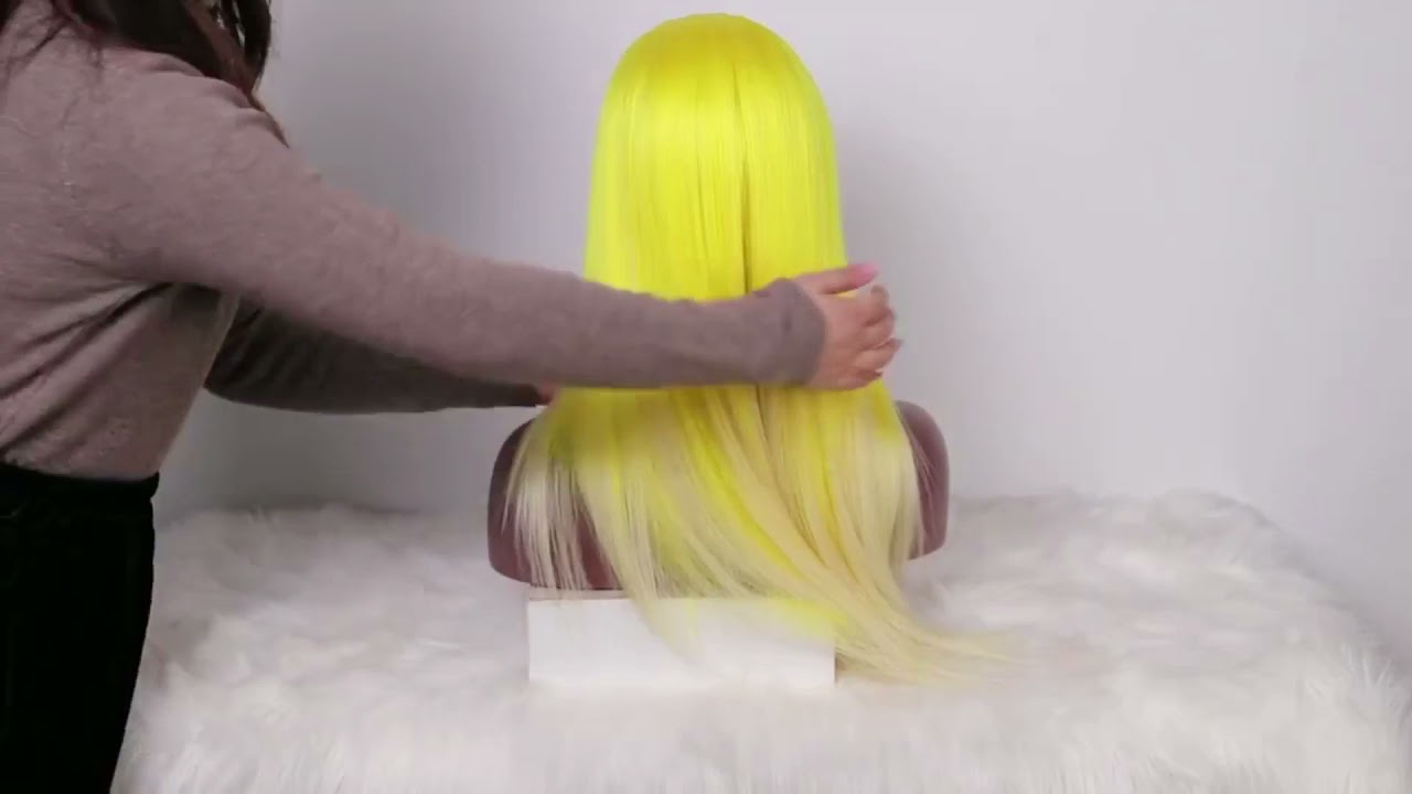 Yellow and Blonde Synthetic Wig