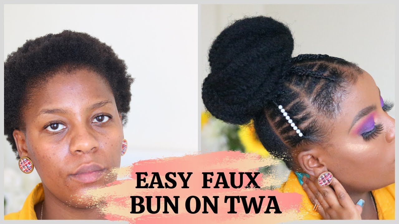 Easy Sleek Bun on Short 4C Natural Hair Tutorial African Threading