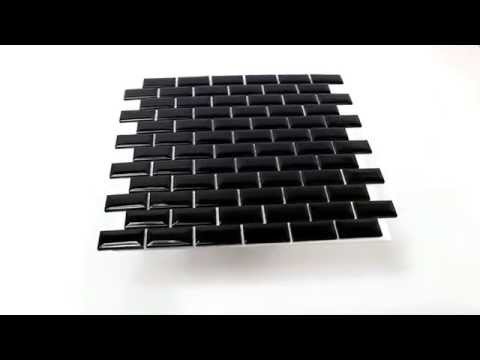 Metro wandfliesen keramik mosaik mit facette schwarz glänzend ...