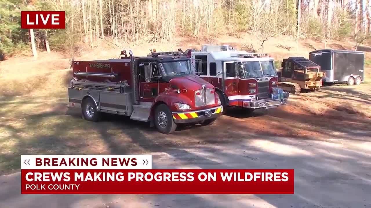 Crews making progress on Polk County Fires - YouTube