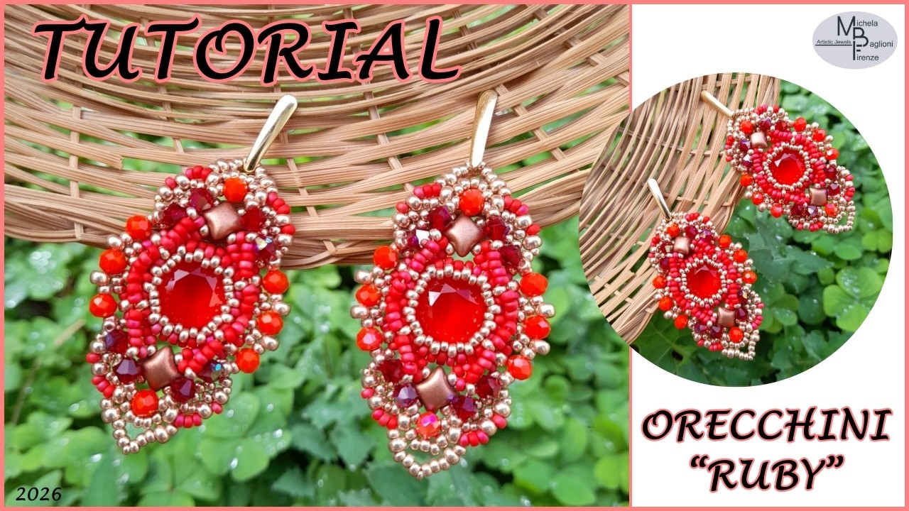 TUTORIAL ORECCHINI RUBY con Square 12x12mm 🏵️ #Tutorial #Incastonatura #Peyote #Square12x12mm