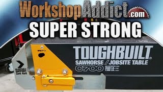 TOUGHBUILT Sawhorses / Jobsite Tables - C550 and C700 Get the Toughbuilt C550 Sawhorse on Amazon: http://www.amazon.com/gp/product/B00ZCXY4AC/ref=as_li_qf_...