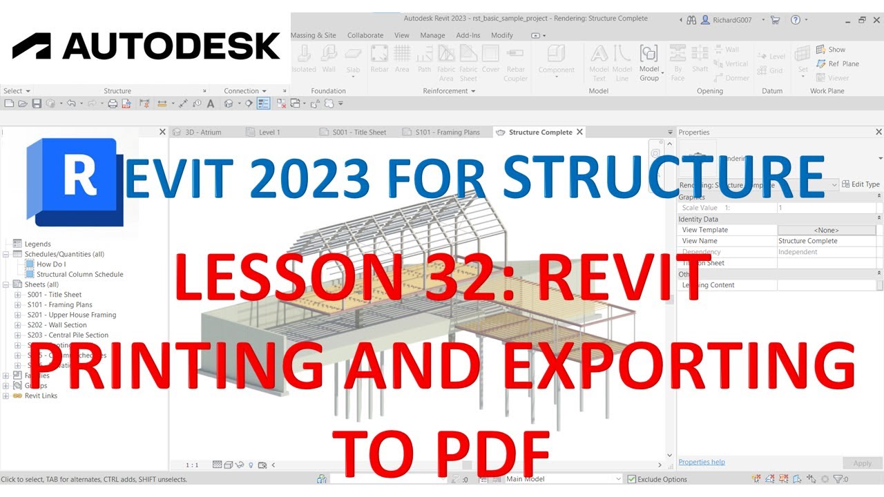 Revit 2023 structure lesson 32 revit printing and exporting to pdf