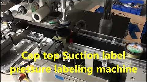 Automatic Cap Top Sticker,Labeling Machine,Plastic lid box jar cap labeling top labeler labeller