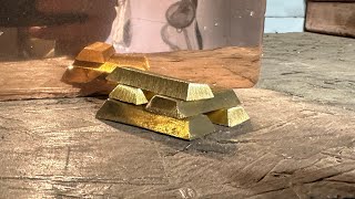 Sand casting mini brass ingots MELTING BRASS AT HOME little gold bars