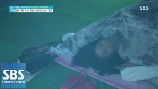 맨몸으로 야외 취침하는 안옥자 씨 @좋은 아침 141021