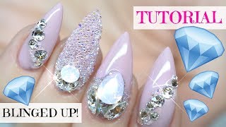 Tutorial Using New Light Elegance Buttercream Pointy Almond Nails Blinged Up To The Max