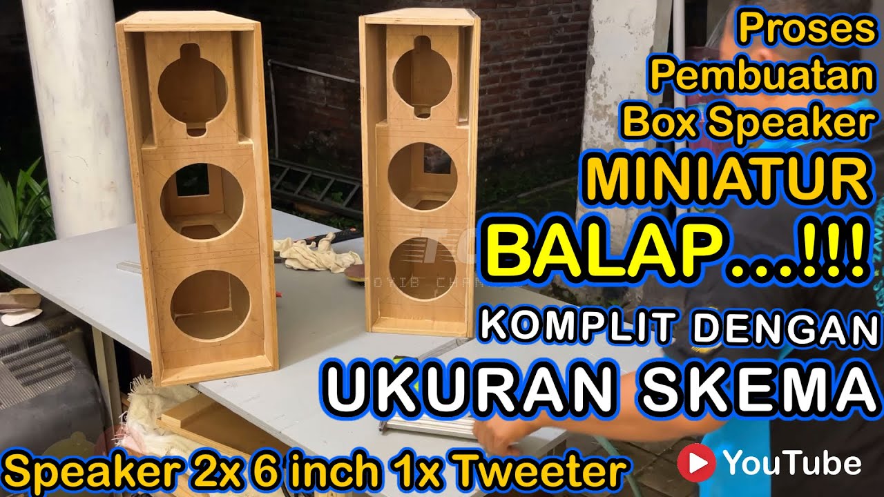 BOX SPEAKER MINIATUR 2x 6 INCH 1x TWEETER  KOMPLIT DENGAN UKURAN SKEMANYA (@ToyibChannel78 )