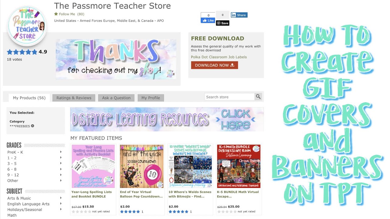 How to Create a TpT Banner for your store 