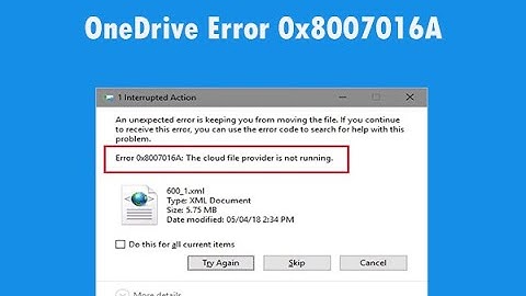 Onedrive Error 0x8007016A