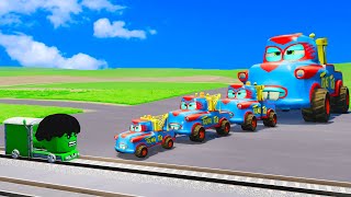 TRANSPORTING PIXAR CARS & FRUITS WITH COLORED & JOHN DEERE VS CLAAS VS TRACTORS - BeamNG.drive#975