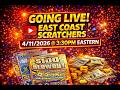 🔥 EAST COAST SCRATCHERS GOING LIVE TODAY AT 3:30PM EASTERN!! 🎟️💵