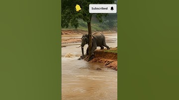 Elephant fell in the river along with the tree... 🐘🌳 #shorts #shortvideo #funny #elephant #trending
