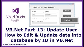 VB.Net Part-13: Update User - How to Edit & Update data into database by ID in vb.net