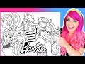 Coloring Barbie Fashion &amp; Pets Coloring Pages | Barbie GIANT Coloring Videos | Crayons &amp; Markers