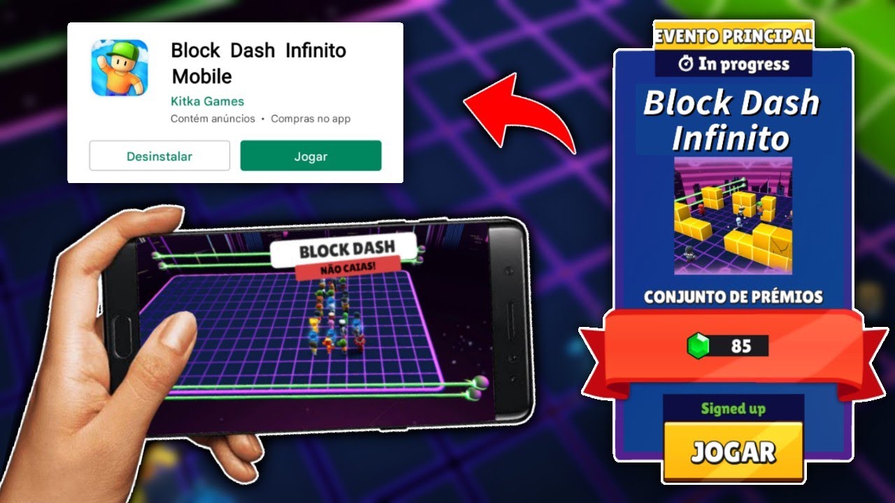 GRINGO CONSEGUIU! BLOCK DASH INFINITO MOBILE TA PRONTO! 🔥 Stumble Guys Block  Dash Infinito Celular 