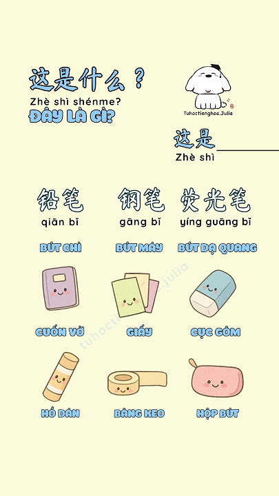 Từ vựng tiếng Hoa về đồ dùng học tập