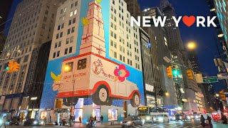 [4K]New York City Christmas Walk : 5th Ave, Radio City & Bryant Park Winter Village Nov.  2023