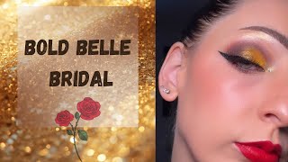 Enchanting Belle: Bold Bridal Eyeshadow for the Modern Princess 💛💍 #bridalmakeup #boldmakeup